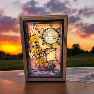 Vintage 3D Shadowbox Sailboat Christian Wood Frame Concordia 1979